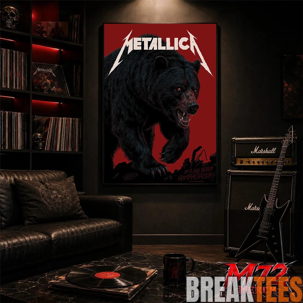 Metallica M72 World Tour May 30 2026 At Olympiastadion Berlin Germany Black Bear Artwork By JantaIsland Poster Canvas