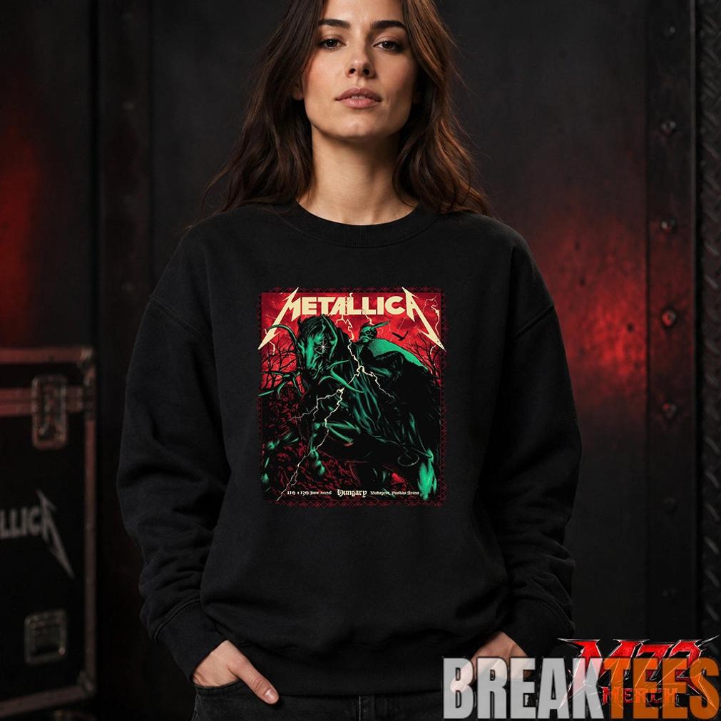 Metallica World Tour M72 June 11 & 13 2026 Budapest Hungary Puskás Aréna Horseman Lightning T-Shirt