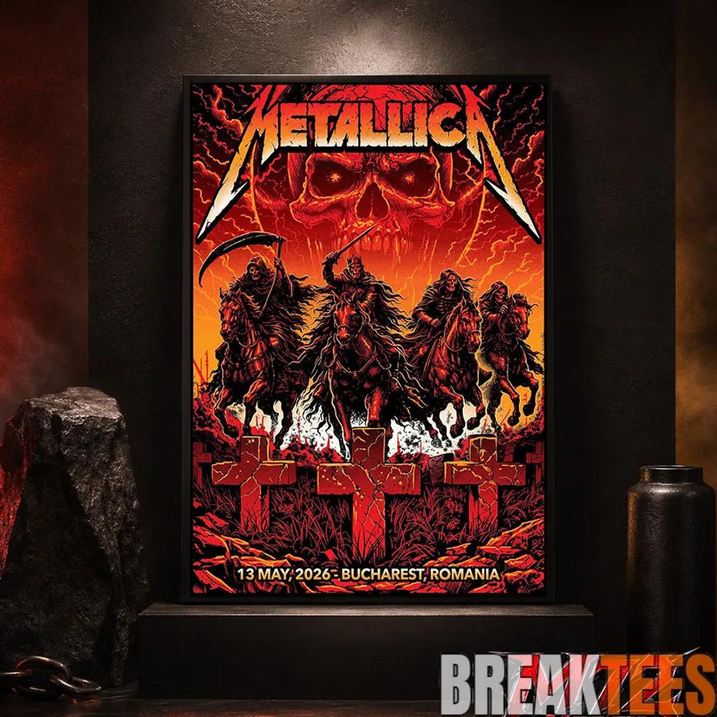 Metallica World Tour M72 May 13 2026 Bucharest Romania Arena Naional Four Horsemen Skull Poster Canvas