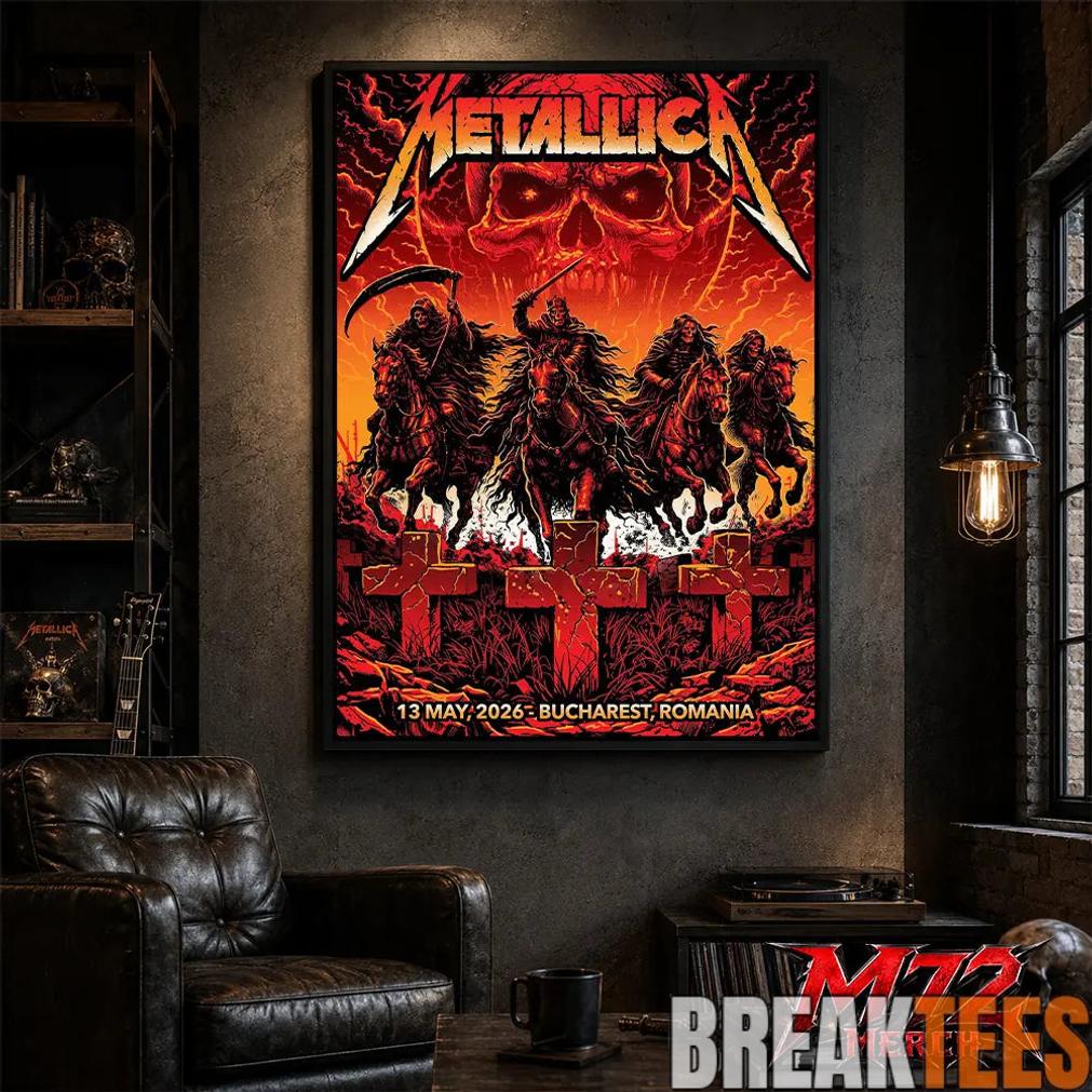 Metallica World Tour M72 May 13 2026 Bucharest Romania Arena Naional Four Horsemen Skull Poster Canvas