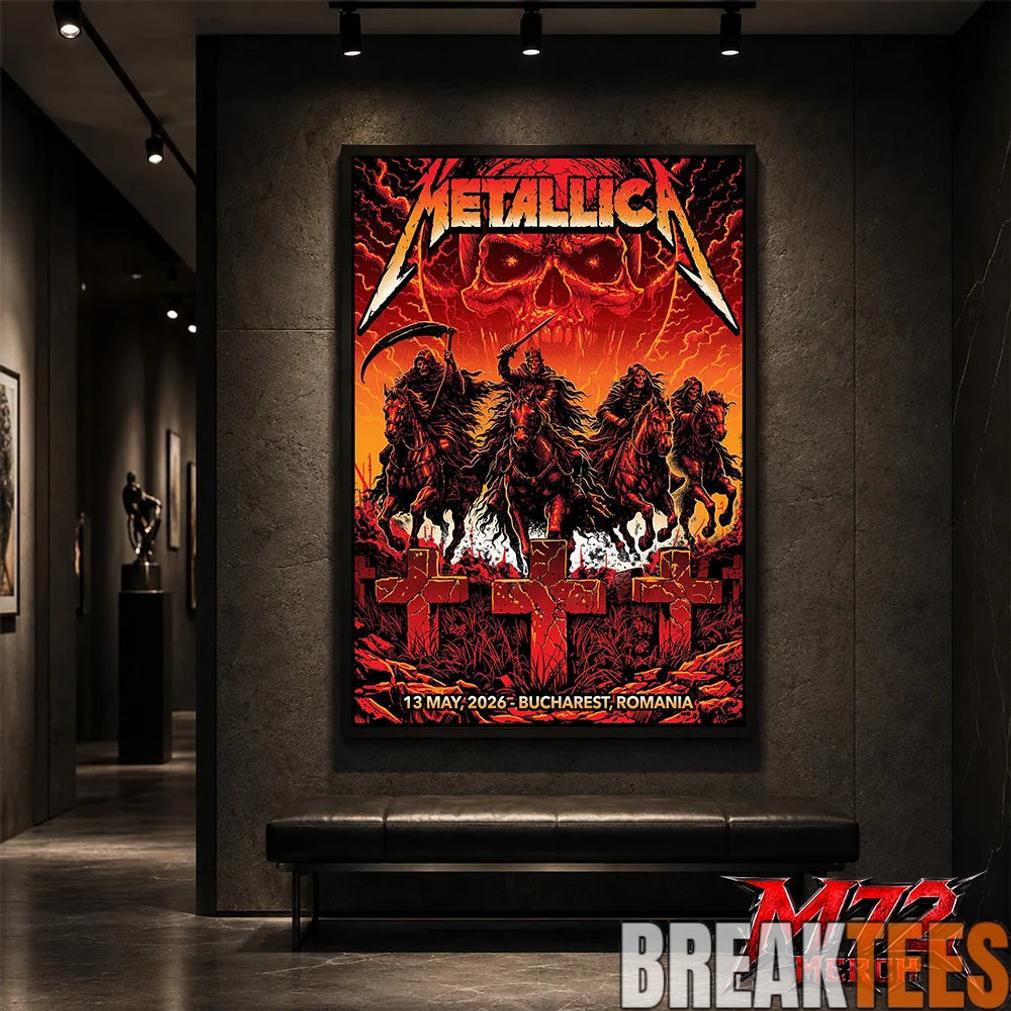 Metallica World Tour M72 May 13 2026 Bucharest Romania Arena Naional Four Horsemen Skull Poster Canvas