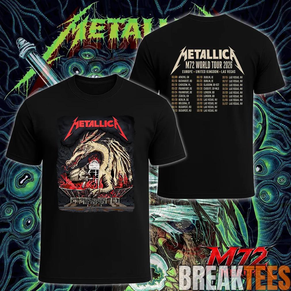 Metallica World Tour M72 May 19 2026 Chorzów Poland Stadion Śląski Dragon Stadium Two Sided Shirt