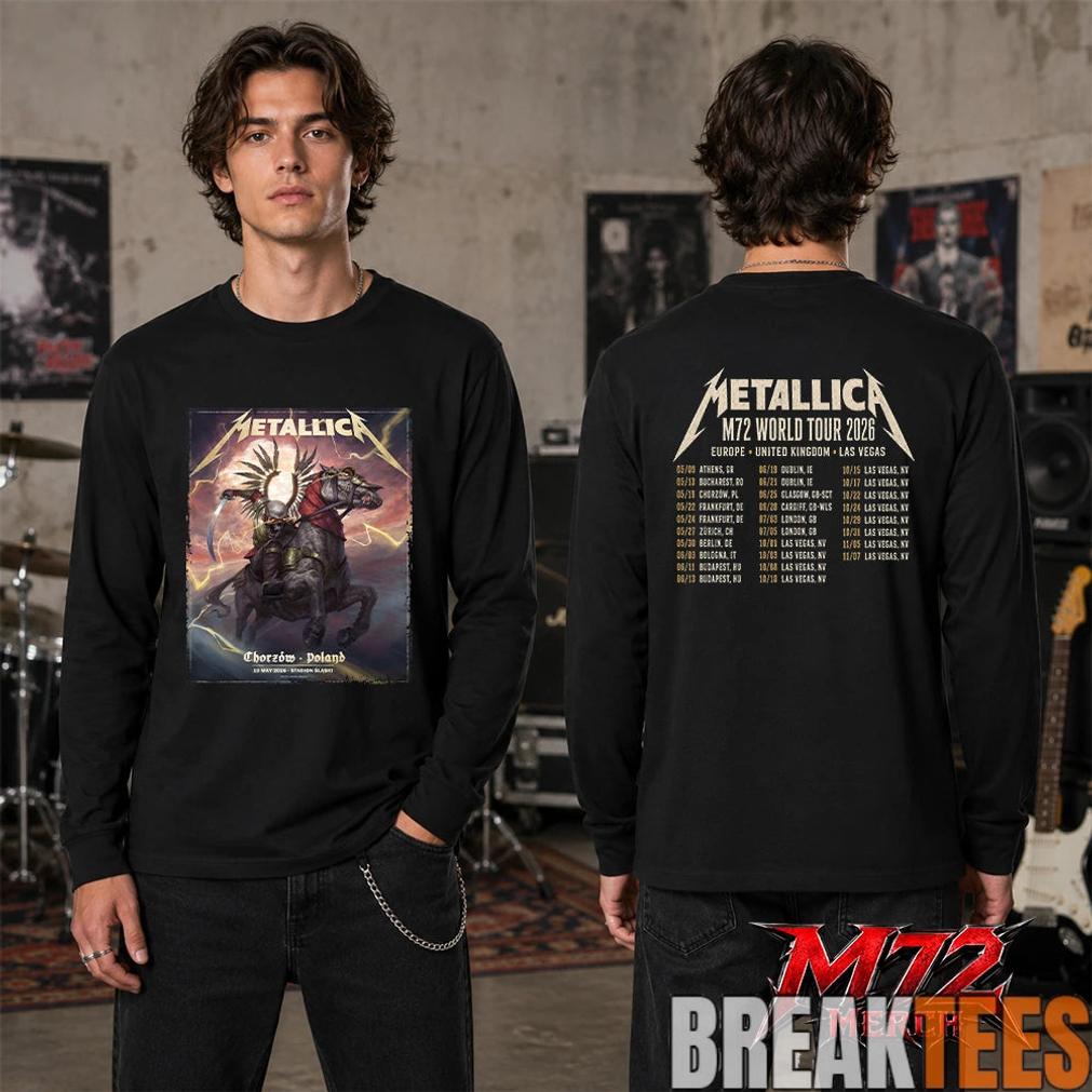 Metallica World Tour M72 May 19 2026 Chorzów Poland Stadion Śląski Horseman Skull Two Sided T-Shirt