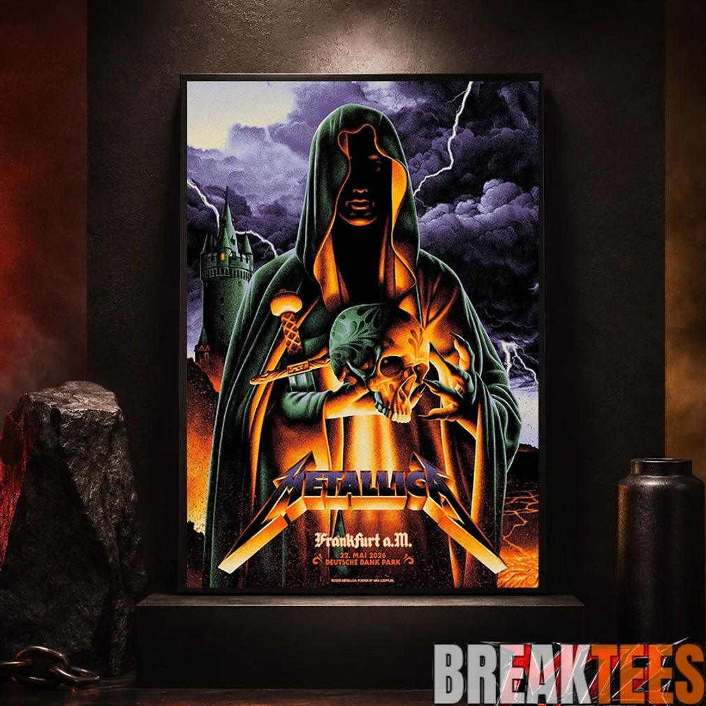 Metallica World Tour M72 May 22 2026 Frankfurt Germany Deutsche Bank Park Cloaked Skull Storm Canvas Poster