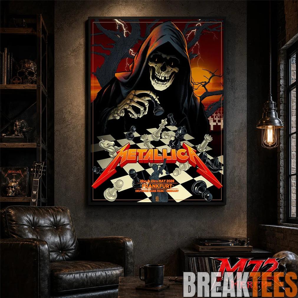 Metallica World Tour M72 May 22 24 2026 Frankfurt Germany Deutsche Bank Park Grim Reaper Chess Canvas Poster