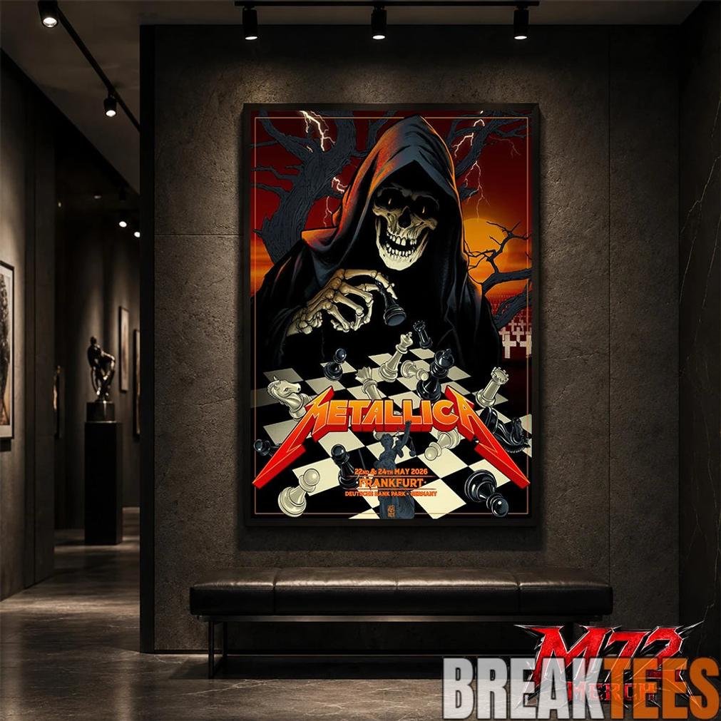 Metallica World Tour M72 May 22 24 2026 Frankfurt Germany Deutsche Bank Park Grim Reaper Chess Canvas Poster