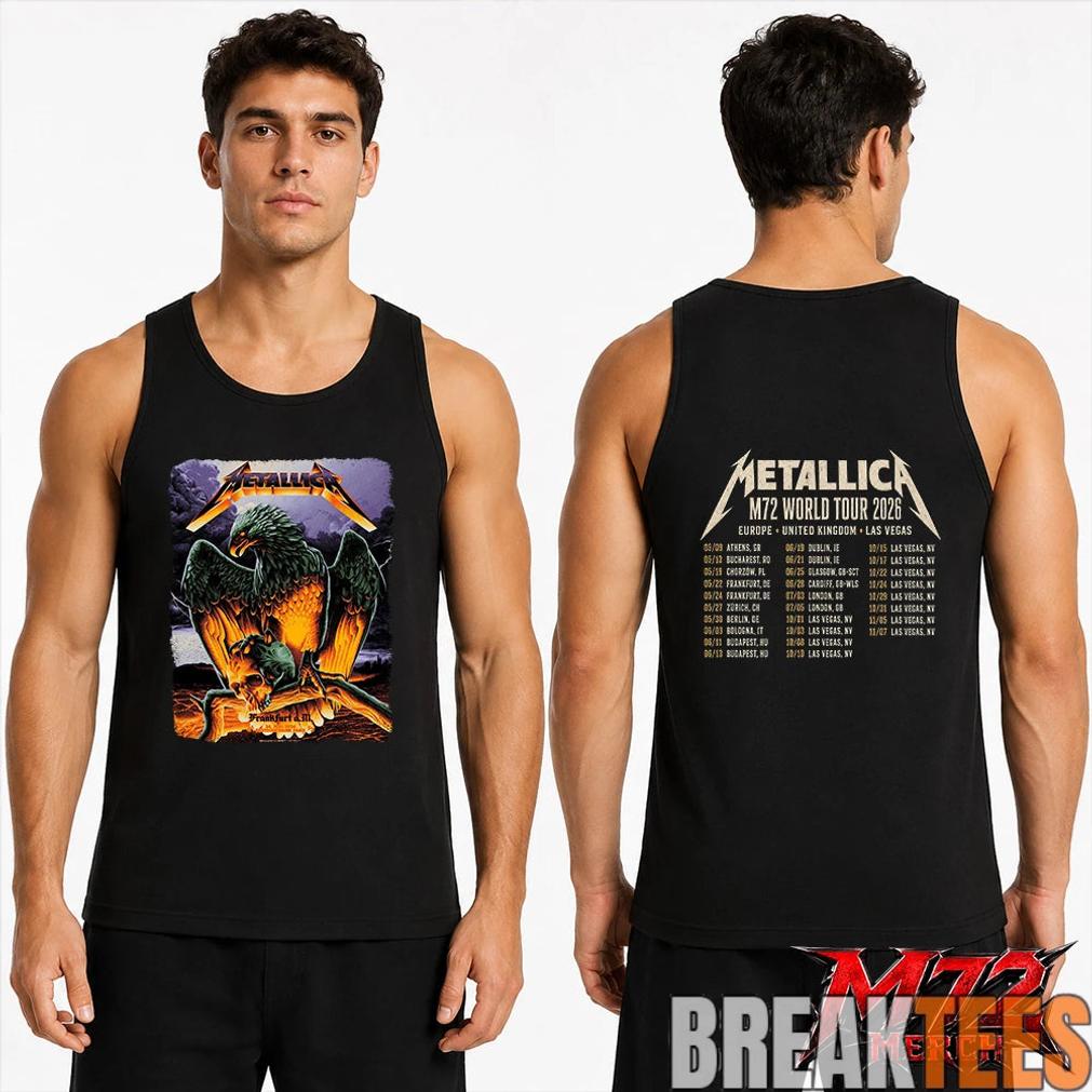 Metallica World Tour M72 May 24 2026 Frankfurt Germany Deutsche Bank Park Eagle Skull Storm Two Sided T-Shirt