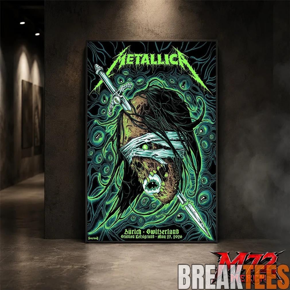 Metallica World Tour M72 May 27 2026 Zrich Switzerland Stadion Letzigrund Mummy Dagger Eye Canvas Poster