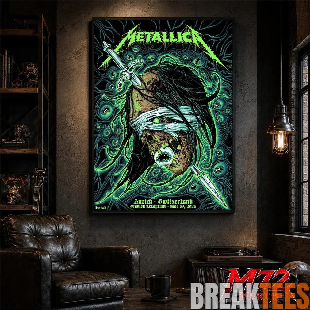 Metallica World Tour M72 May 27 2026 Zürich Switzerland Stadion Letzigrund Mummy Dagger Eye Canvas Poster