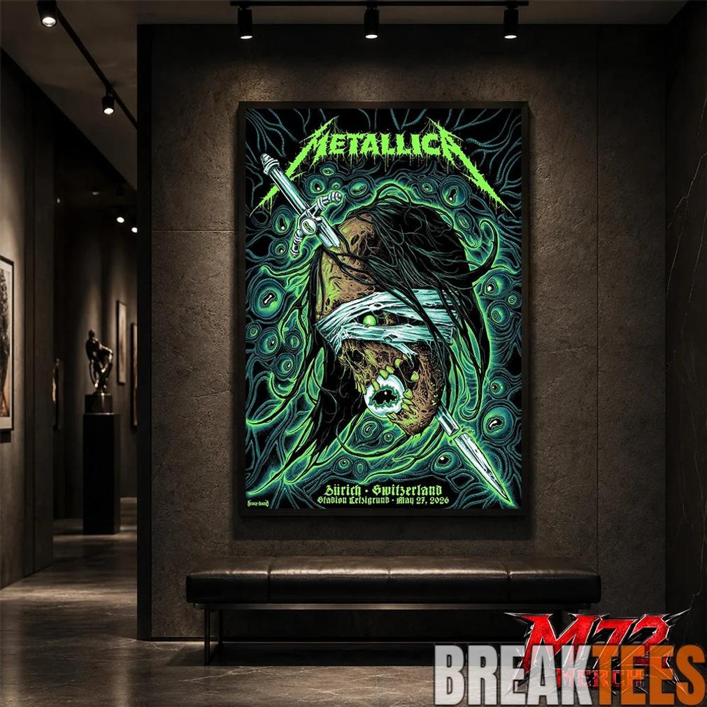 Metallica World Tour M72 May 27 2026 Zürich Switzerland Stadion Letzigrund Mummy Dagger Eye Canvas Poster