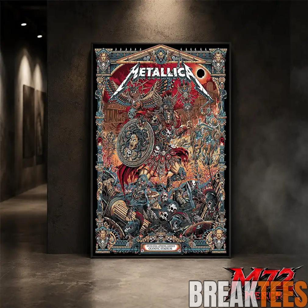 Metallica World Tour M72 May 9 2026 Athens Greece Olympic Stadium Battle Warrior Poster Canvas