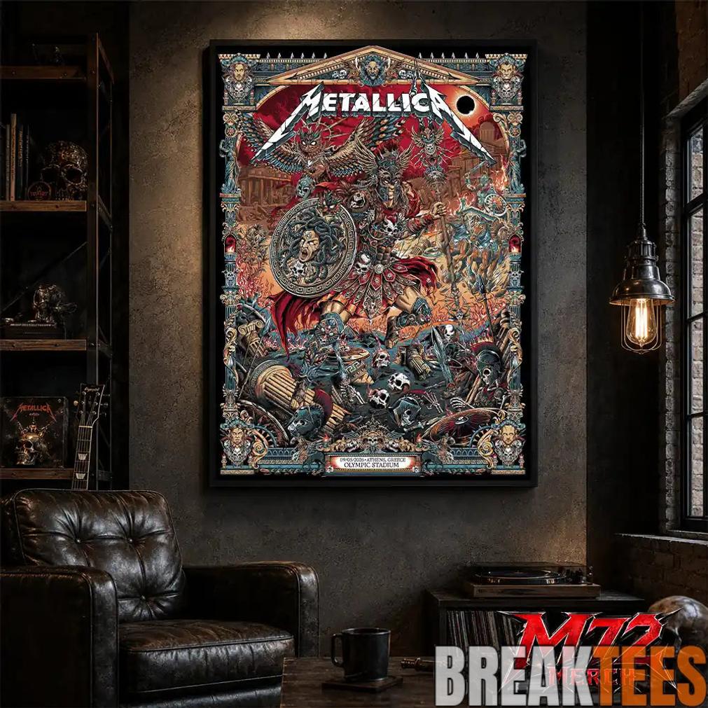 Metallica World Tour M72 May 9 2026 Athens Greece Olympic Stadium Battle Warrior Poster Canvas