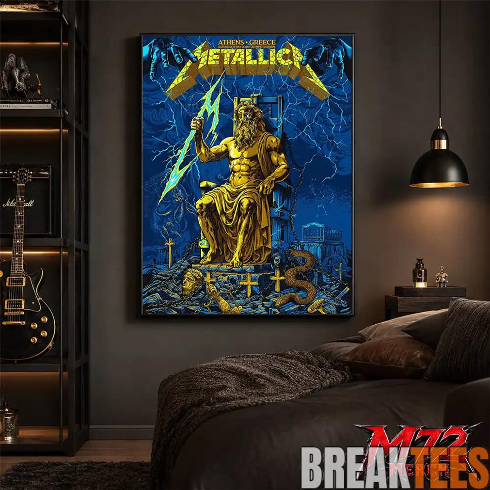 Metallica World Tour M72 May 9 2026 Athens Greece Olympic Stadium Zeus Thunder Poster Canvas