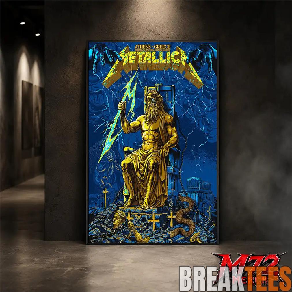 Metallica World Tour M72 May 9 2026 Athens Greece Olympic Stadium Zeus Thunder Poster Canvas