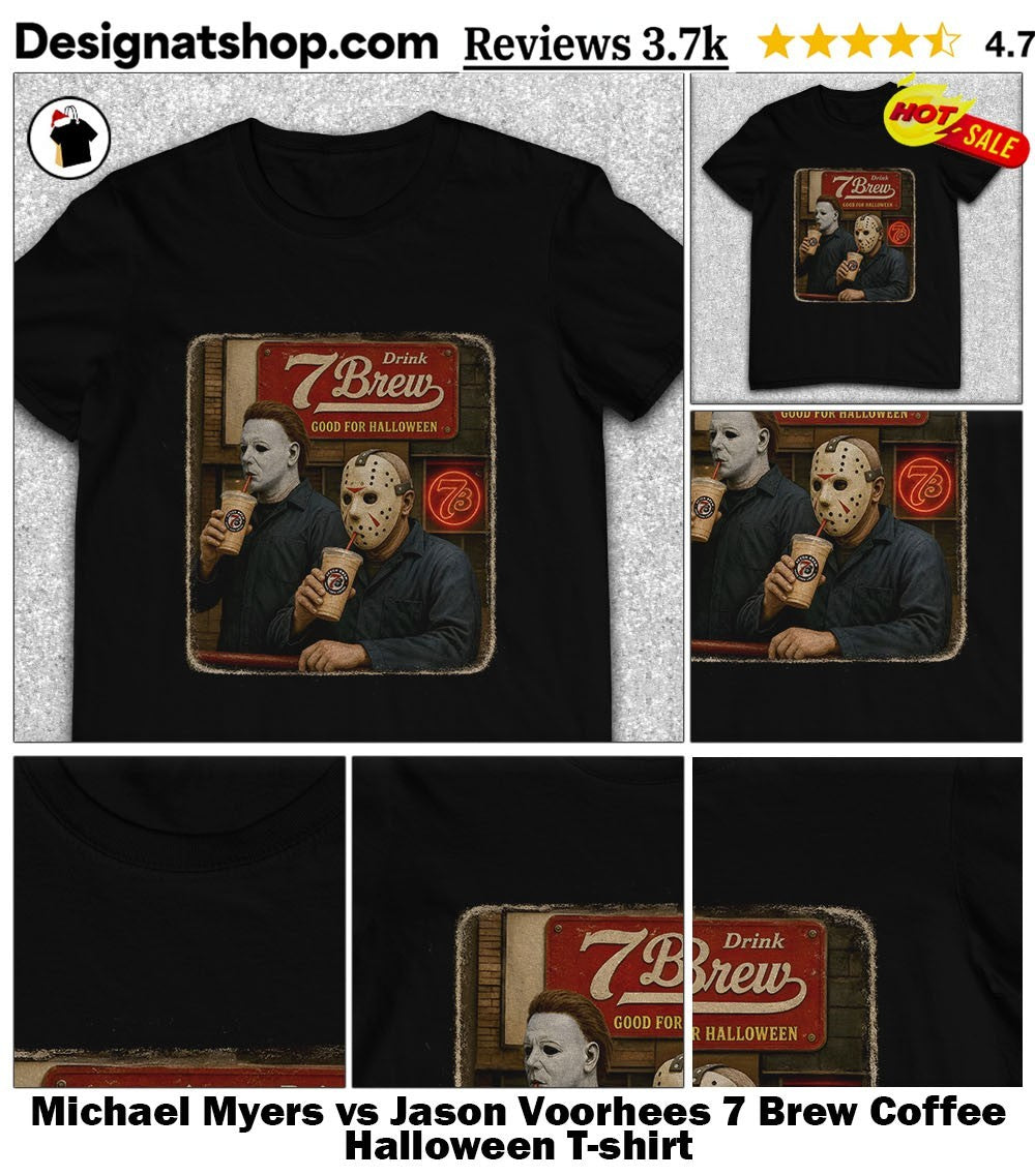 Michael Myers vs Jason Voorhees 7 Brew Coffee Halloween shirt