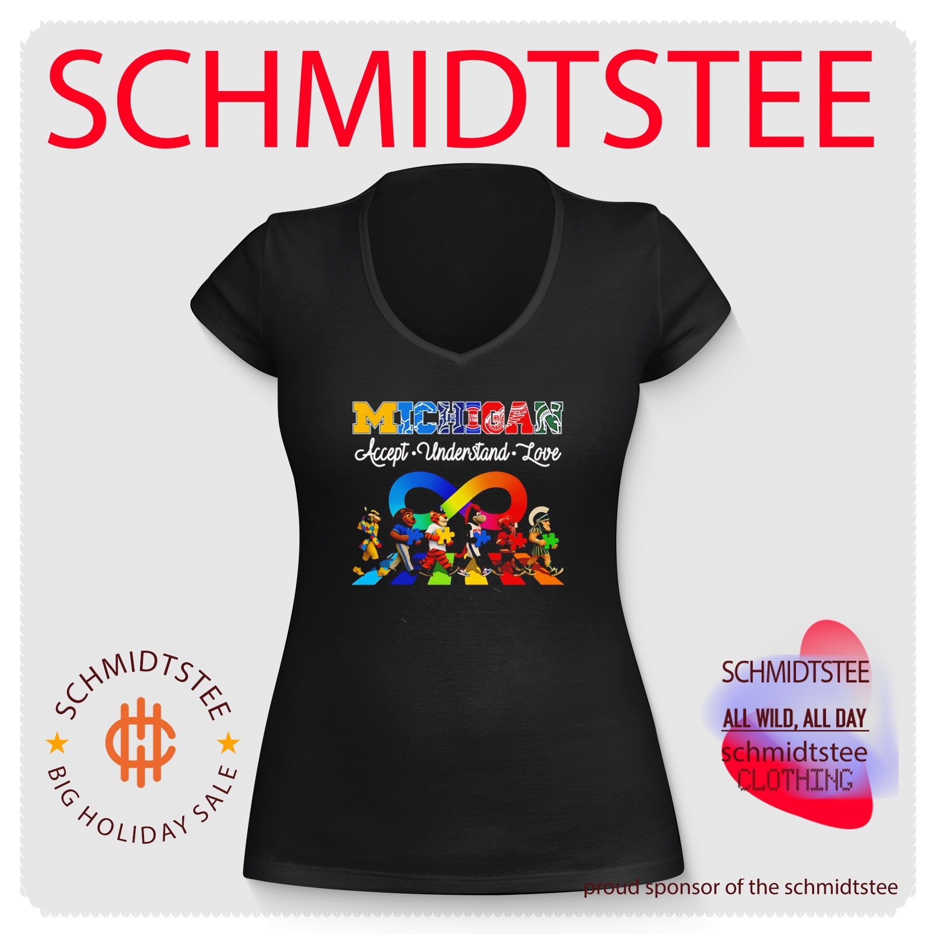Michigan Accept Understand Love Autism Awareness Mascot Team shirt