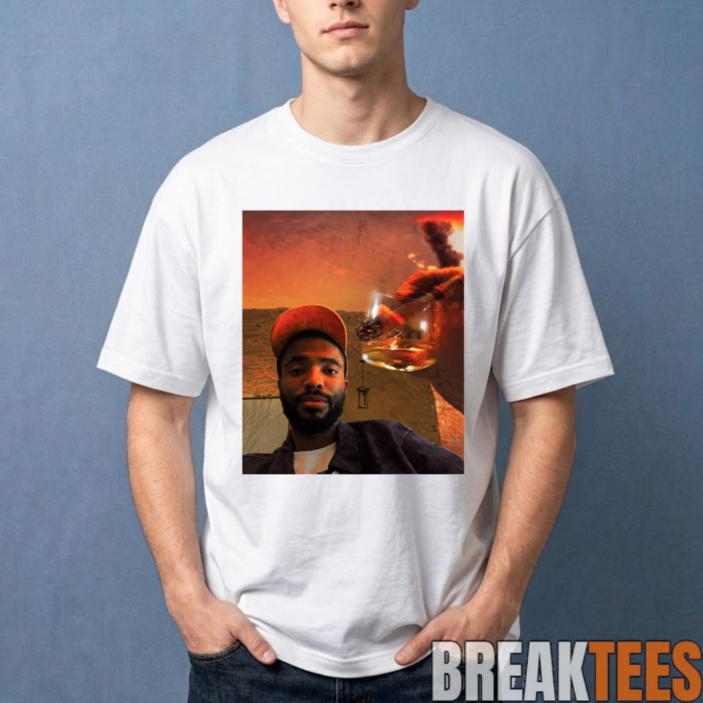 Mikal Bridges Graphic With The Cigar Whiskey Glass Shirt