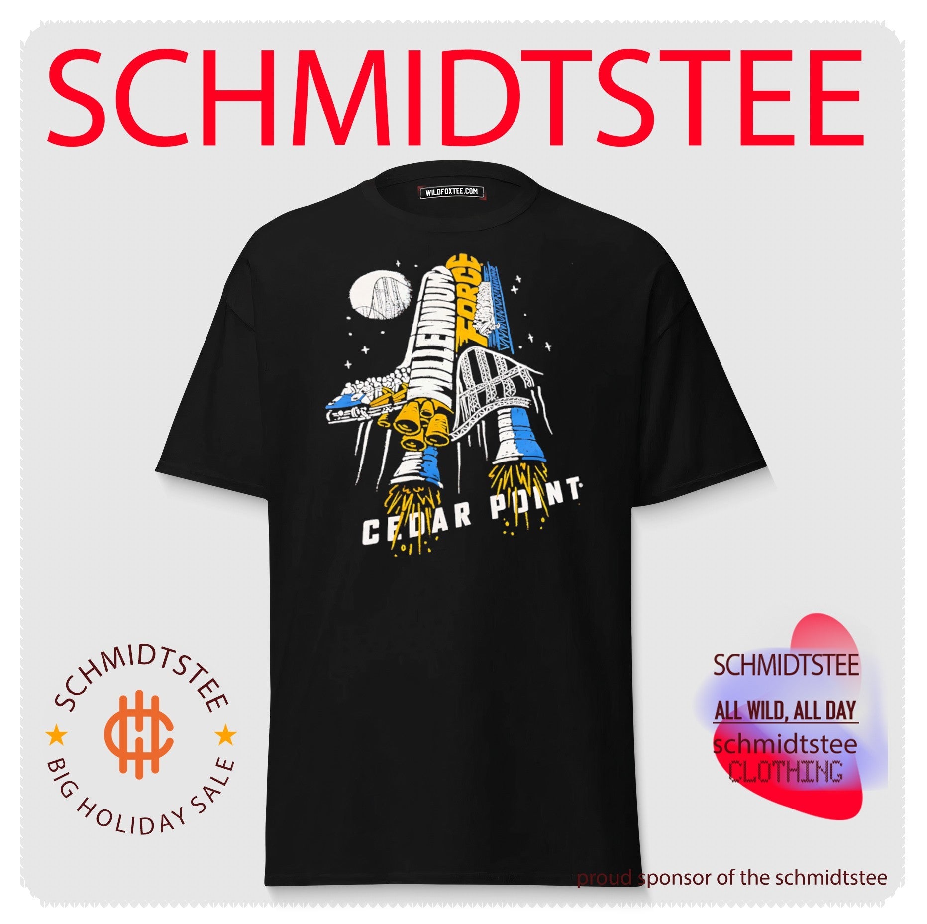 Millennium Force Wordscape Cedar Point Roller Coaster shirt