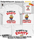 Minion Birthday So Happy I’m Eighty Mostly Because I’m Surprised Shirt