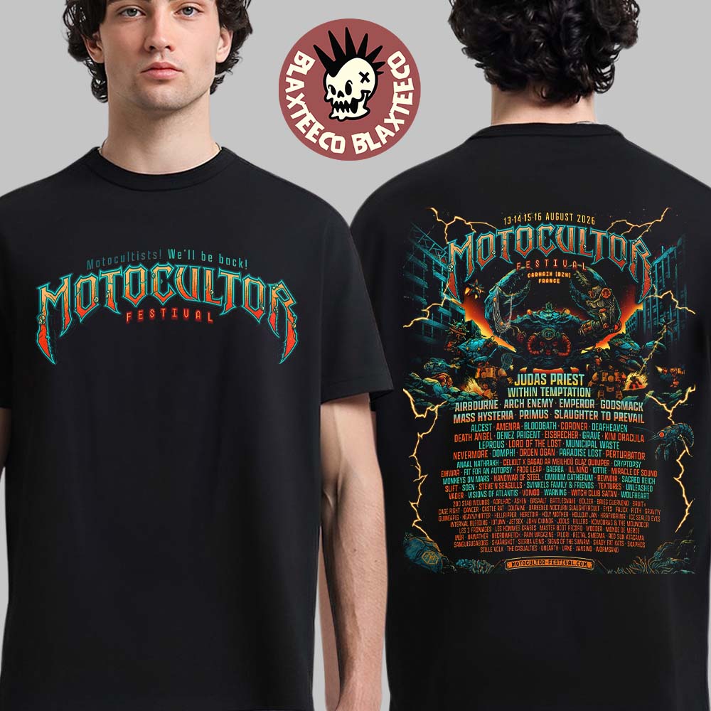 Motocultor Festival 2026 Lineup In Carhaix France From 13 To 16 August 2026 At Site de Kerampuilh Two Sided T-Shirt