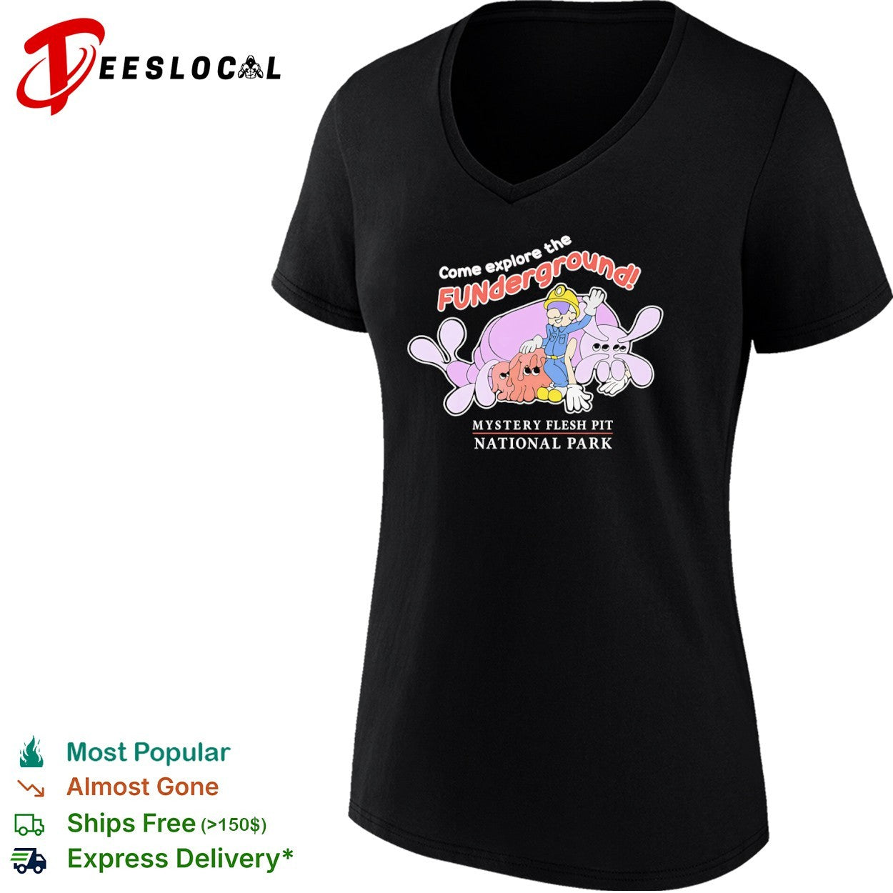 Mystery Flesh Pit National Park come explore the funderground cartoon monsters shirt