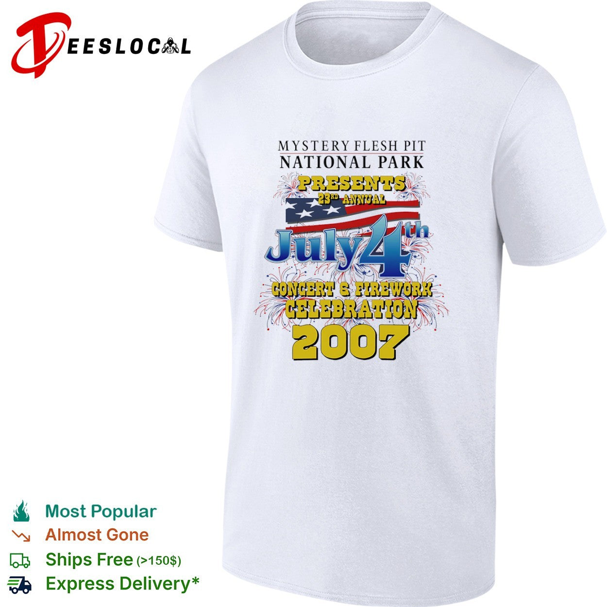 Mystery Flesh Pit National Park presents 23rd annual July 4th concert firework celebration 2007 shirt