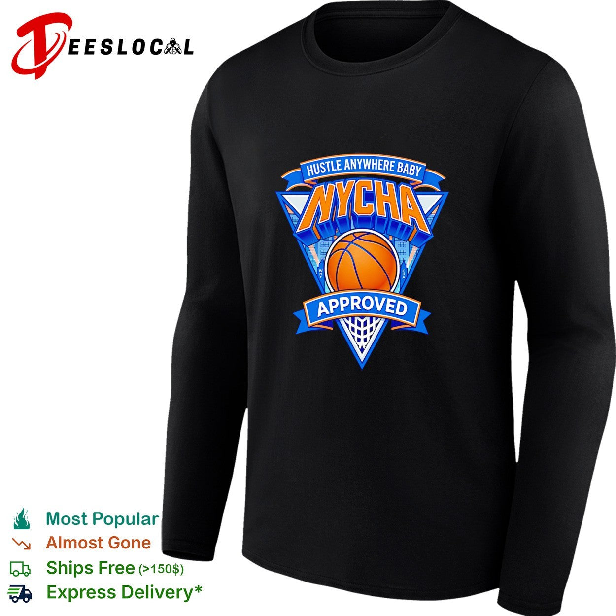 NYCHA hustle anywhere baby approved basketball shirt