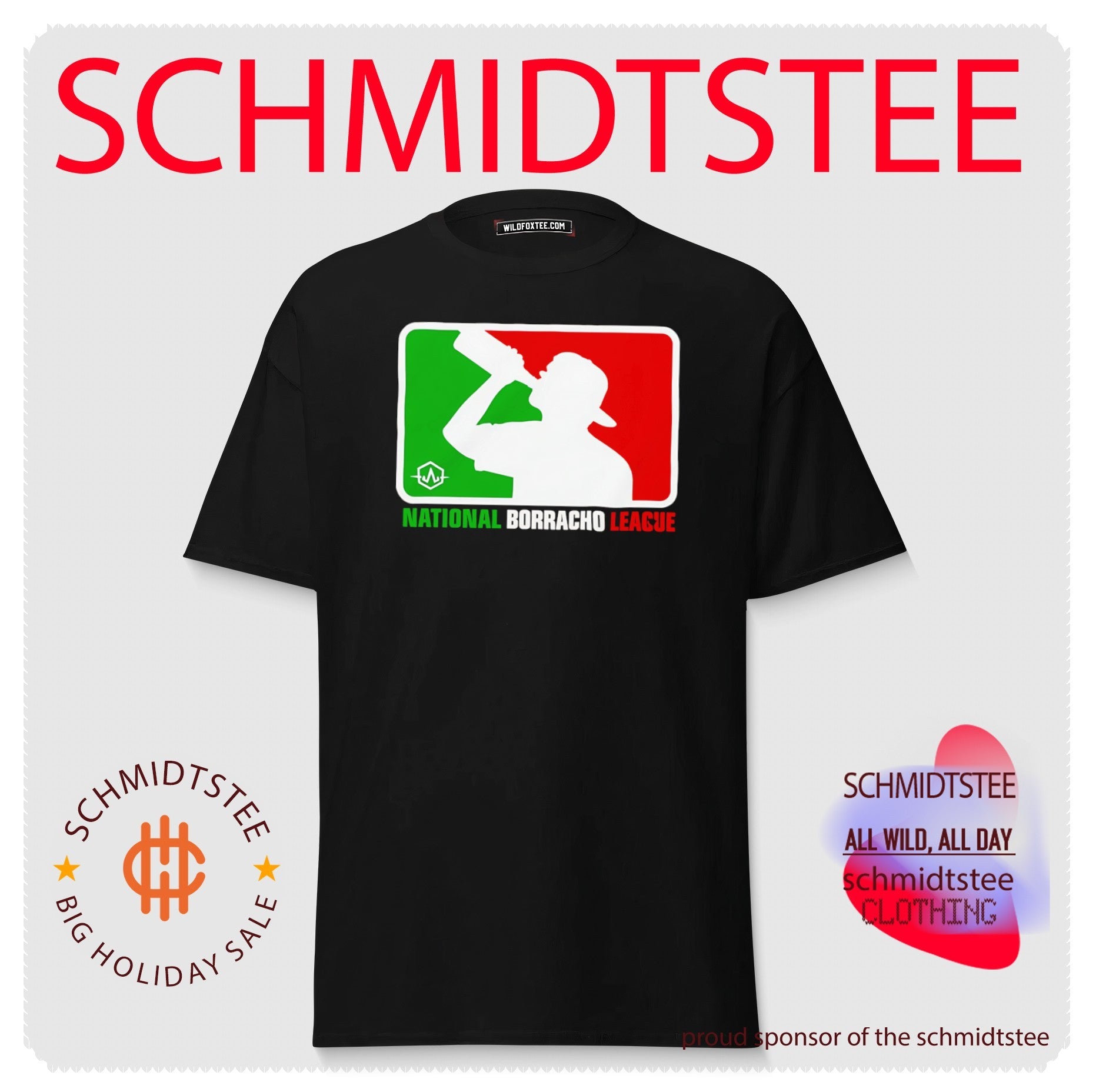 National Borracho League Mexican Drinking MLB 2026 logo shirt