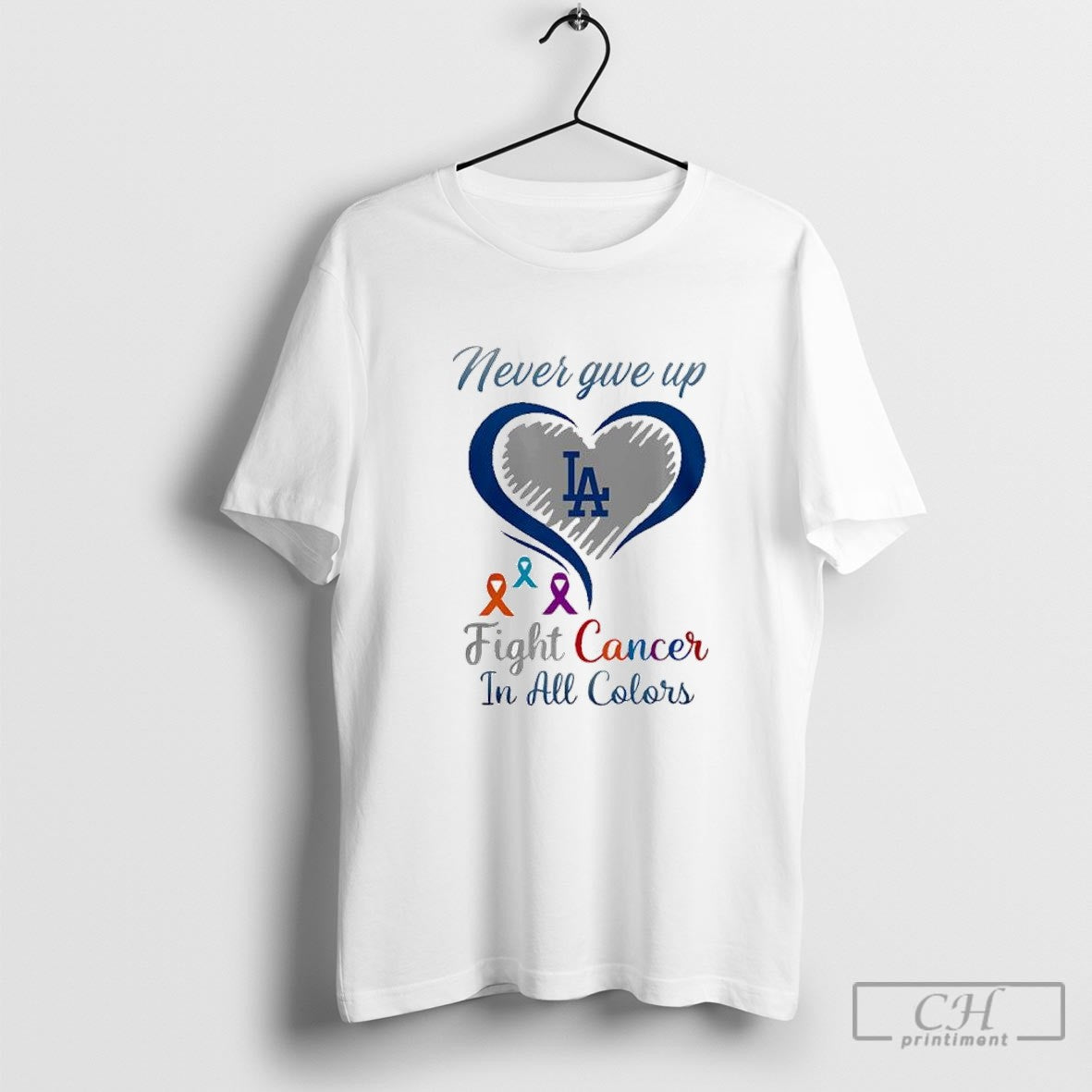 New York Dodgers Baseball Never Give Up Fight Cancer Night In All Colors Heart
