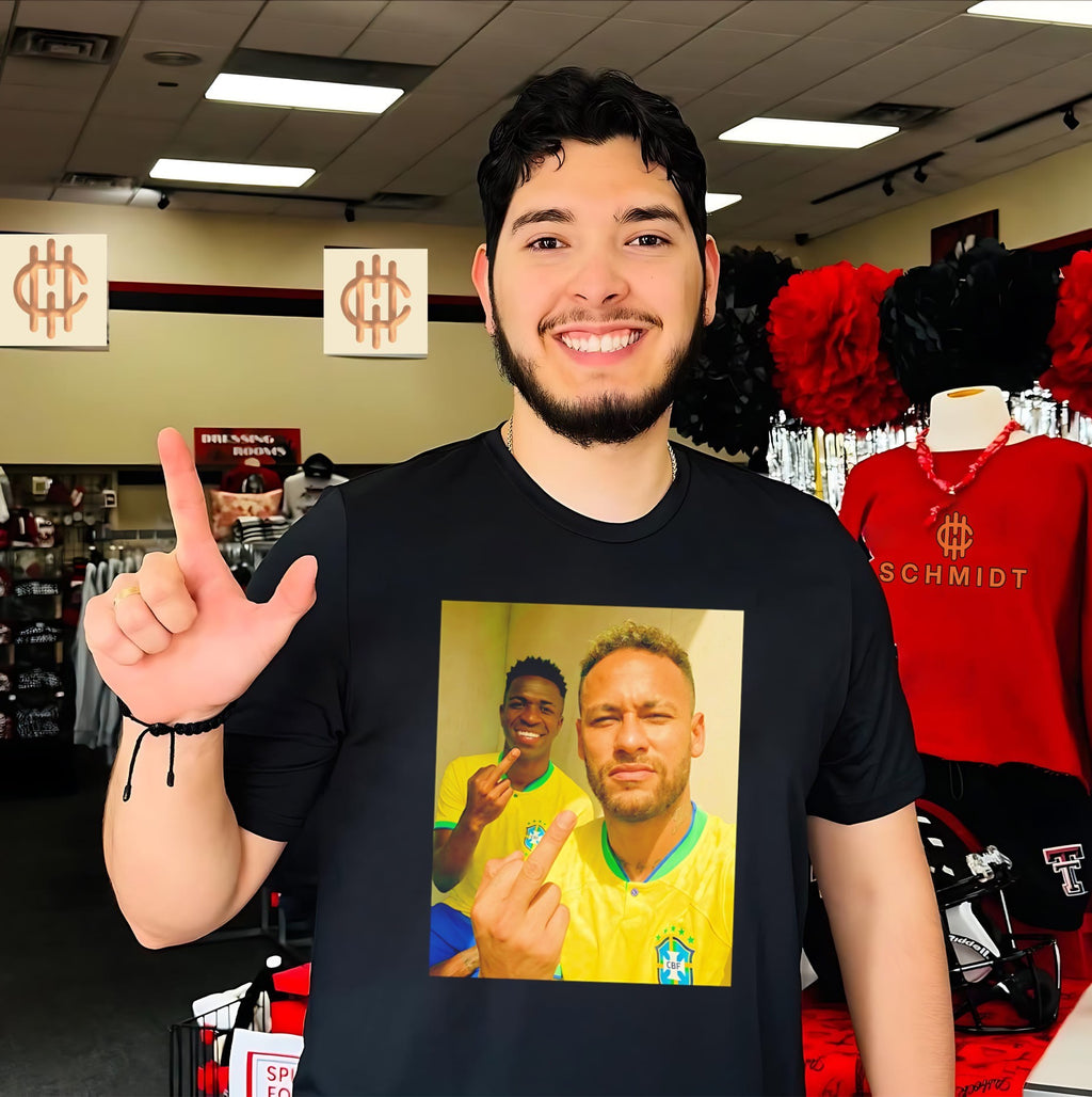 Neymar Jr and Vinicius Jr middle finger shirt