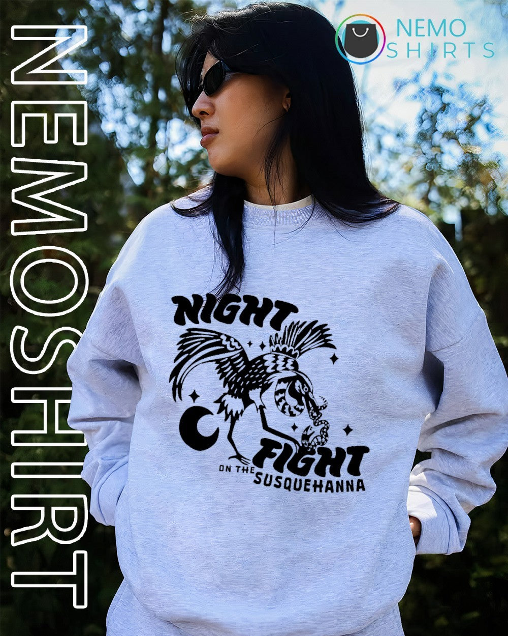 Night fight on the susquehanna bird shirt