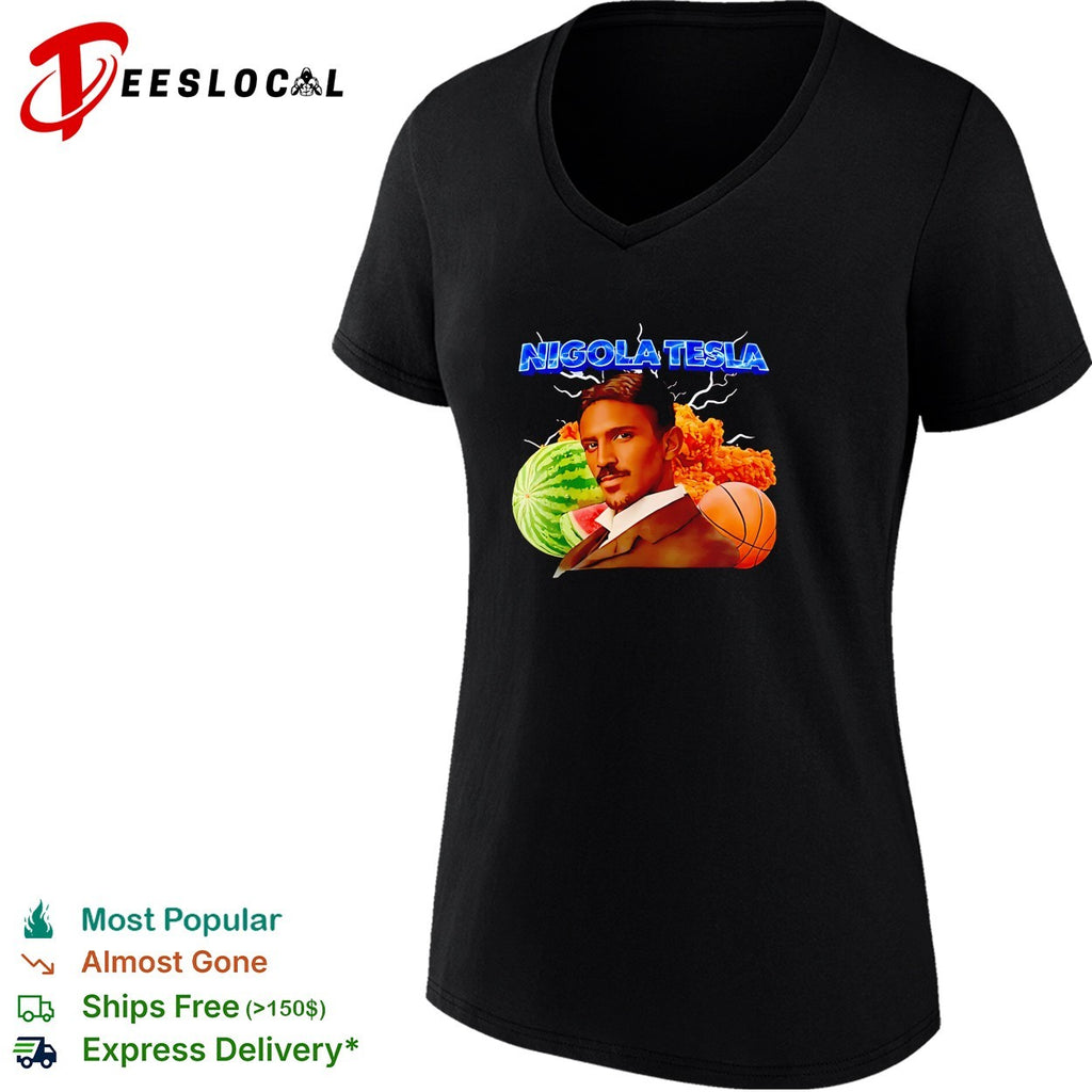 Nigola Tesla warter melon and basketball graphic shirt