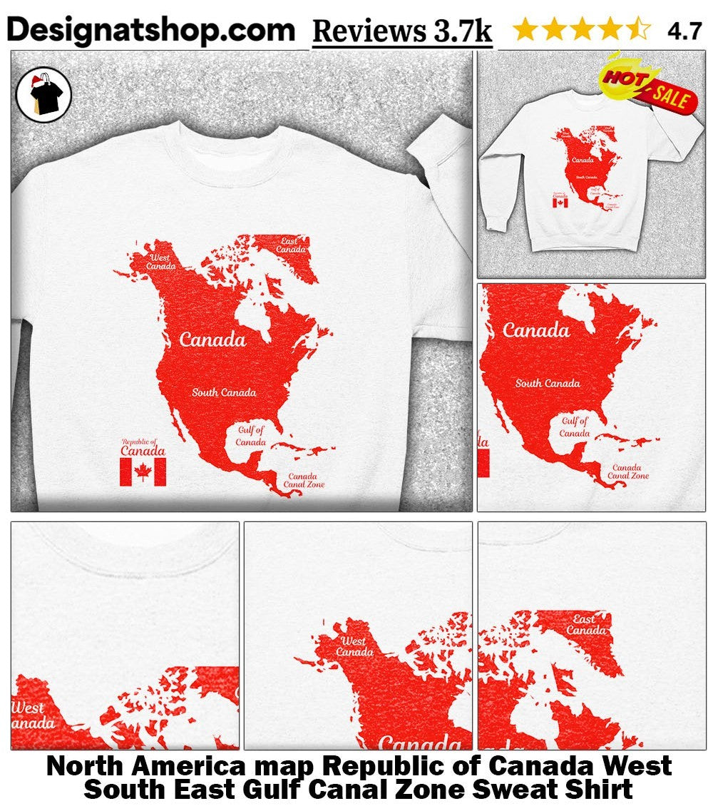 North America map Republic of Canada West South East Gulf Canal Zone shirt