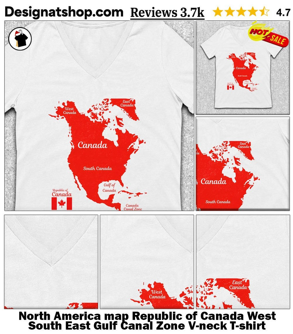 North America map Republic of Canada West South East Gulf Canal Zone shirt