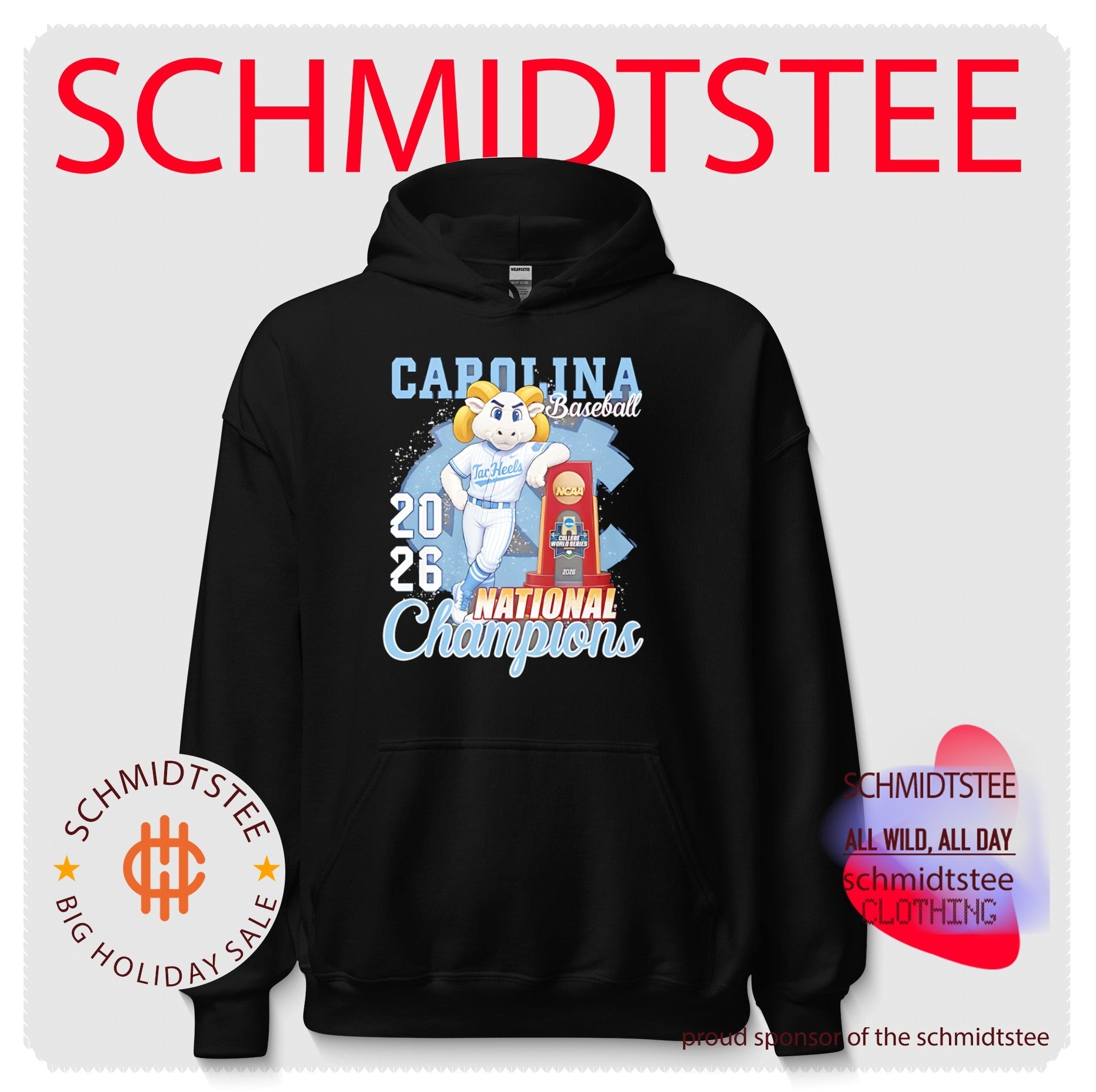 North Carolina Tar Heels 2026 NCAA Baseball Championship mascot shirt