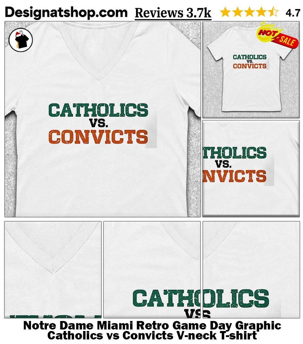 Notre Dame Miami Retro Game Day Graphic Catholics vs Convicts shirt