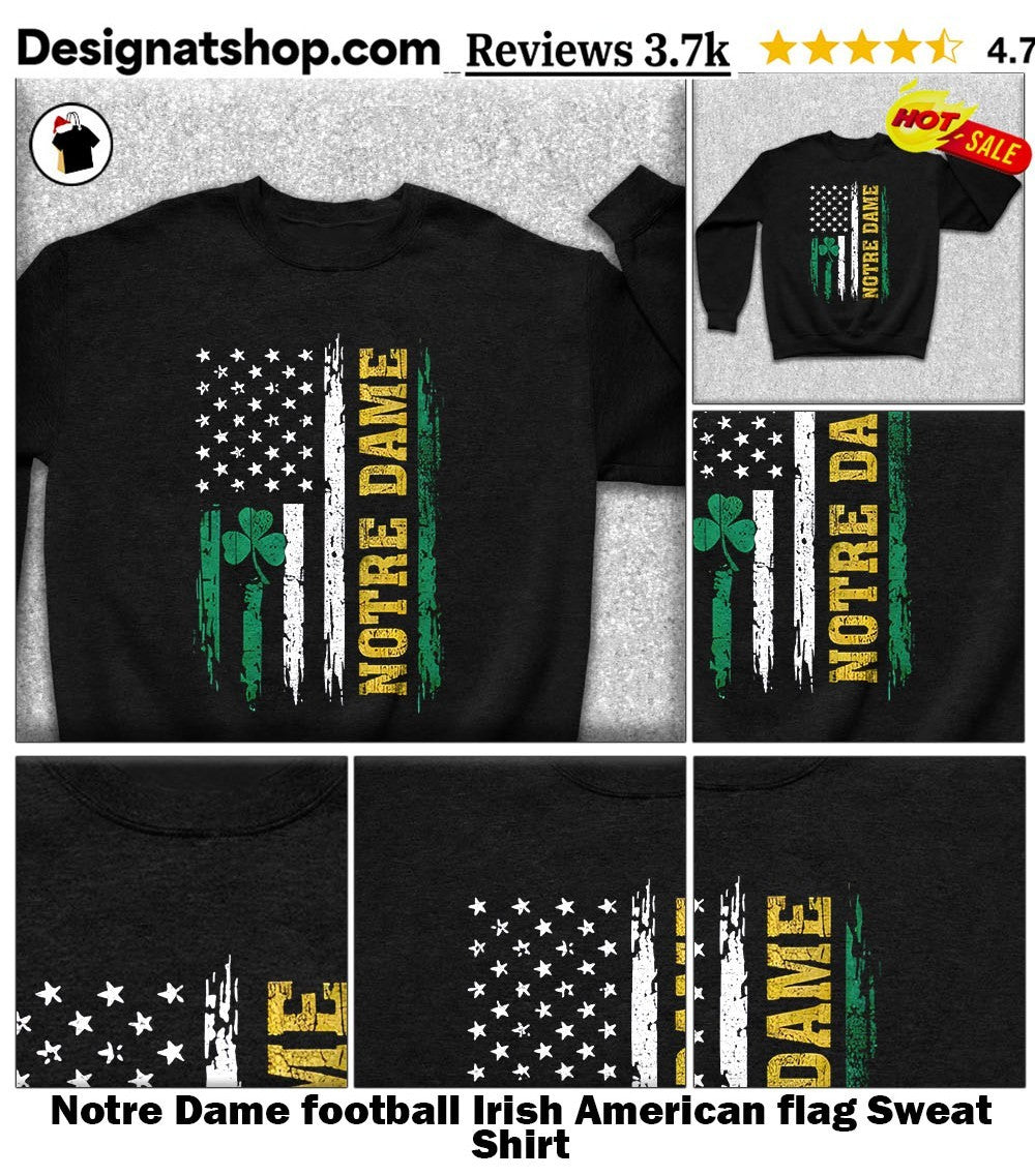 Notre Dame football Irish American flag shirt