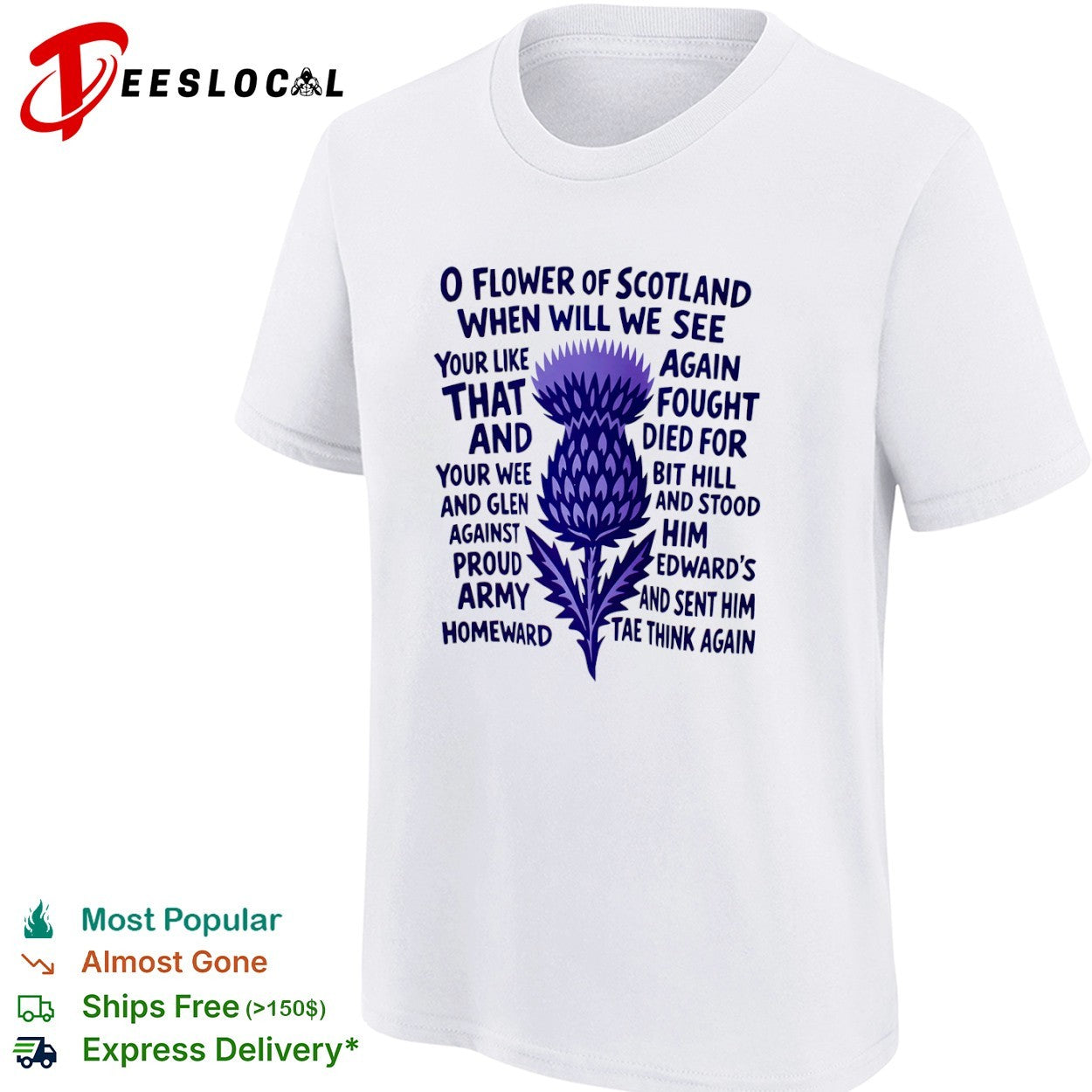 O flower of Scotland when will we see your like again purple thistle shirt