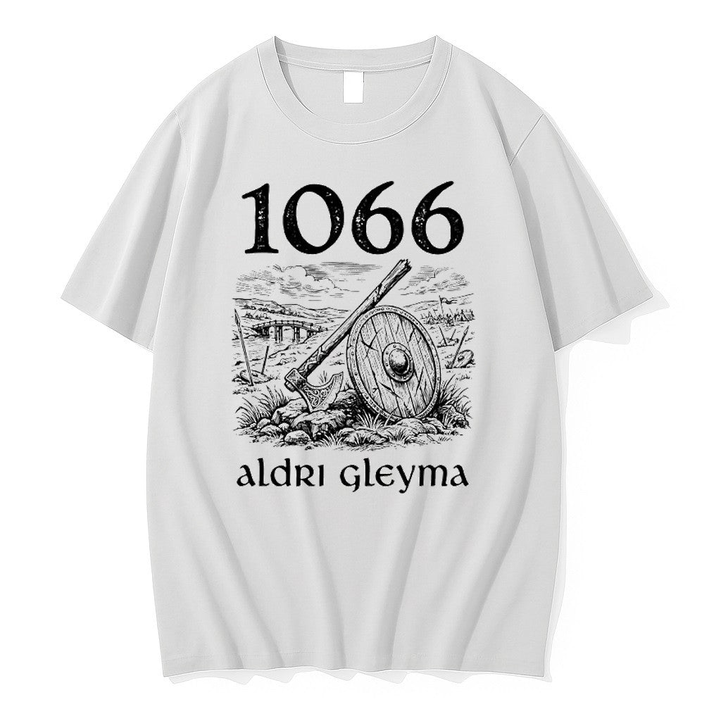 Official 1066 Aldri Gleyma Never Forget Viking Norse Axe Shield History T Shirts