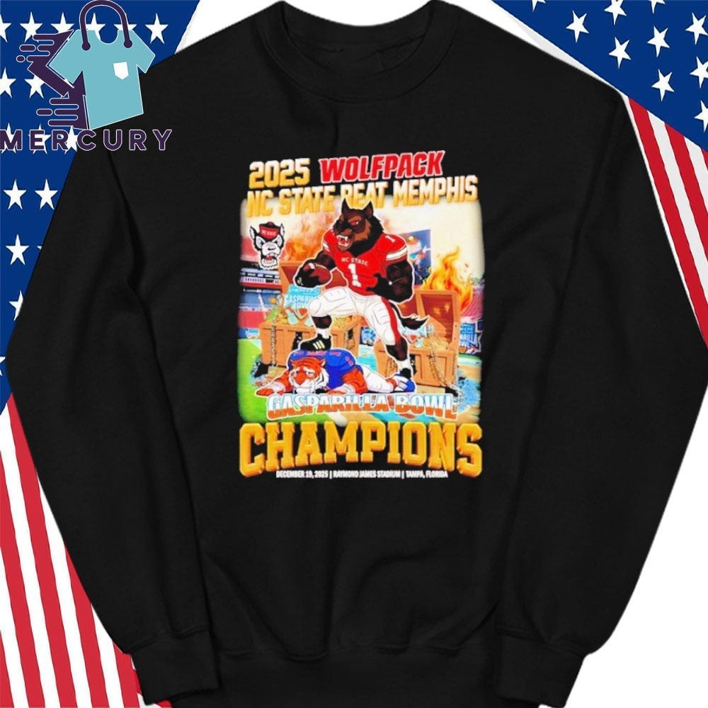 2025 NC State Wolfpack Beat Memphis Gasparilla Bowl Champions Mascot Shirt