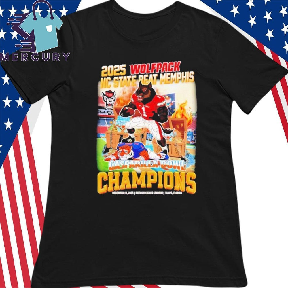 2025 NC State Wolfpack Beat Memphis Gasparilla Bowl Champions Mascot Shirt