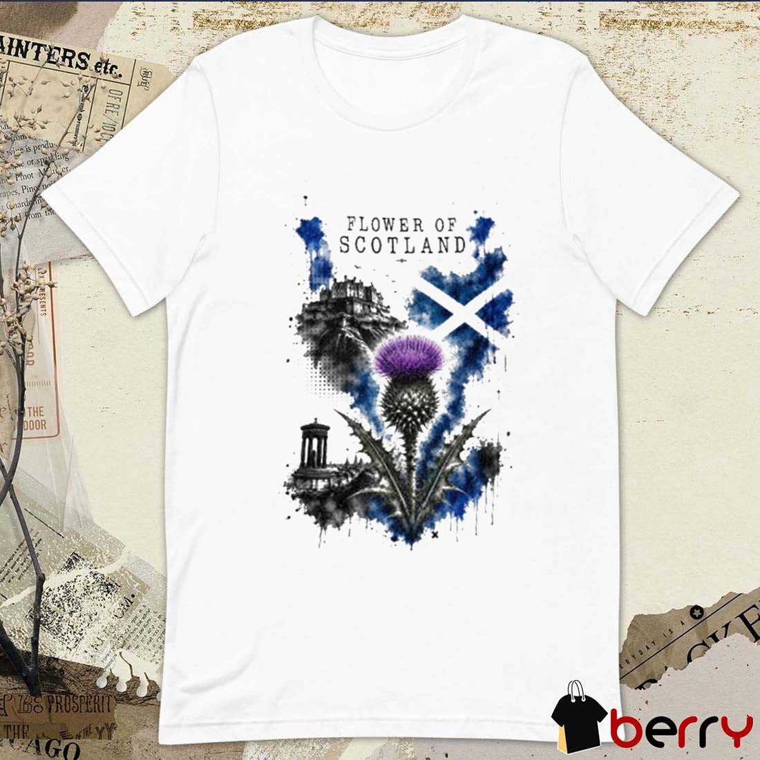 2026 Flower of Scotland Trash Water Colour Scottish Thistle t-shirt
