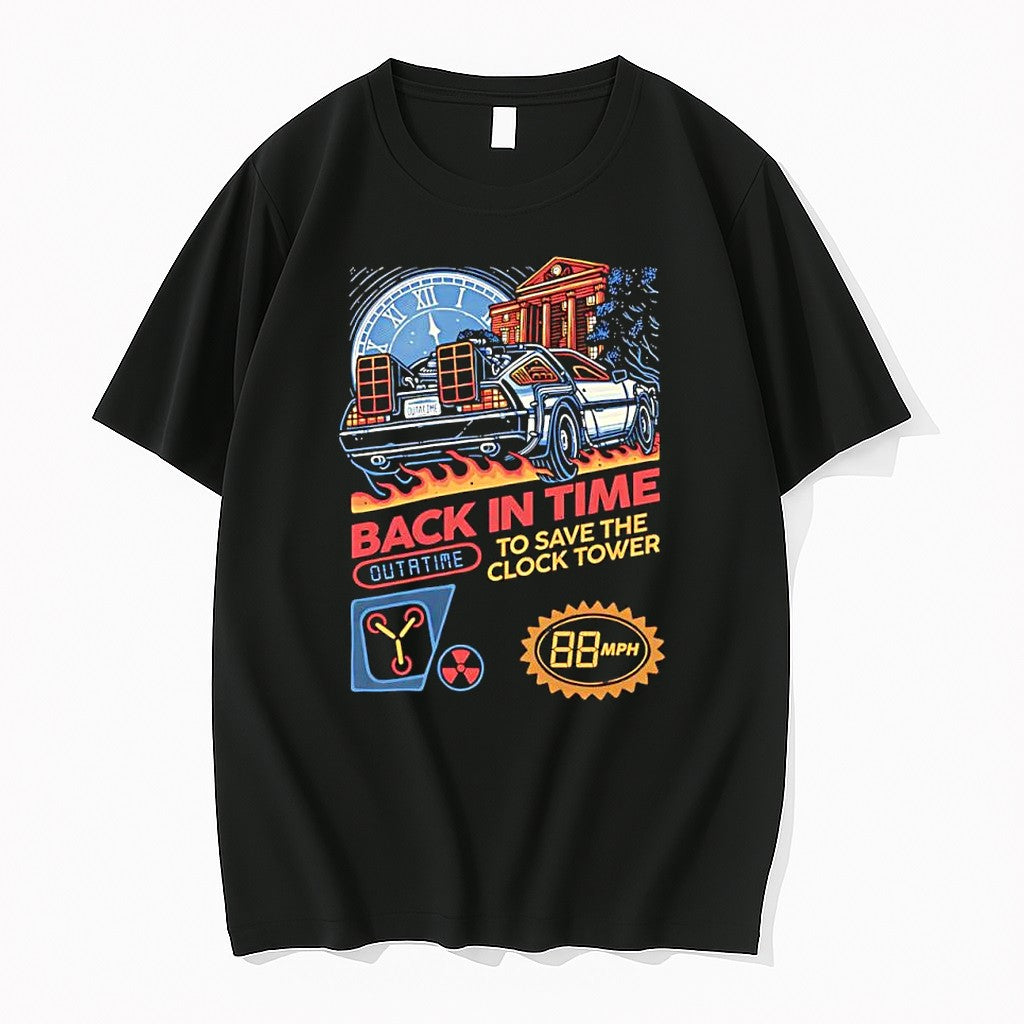 Official Back To The Future Delorean Time Machine Clock Tower Outatime 88 Mph T Shirts