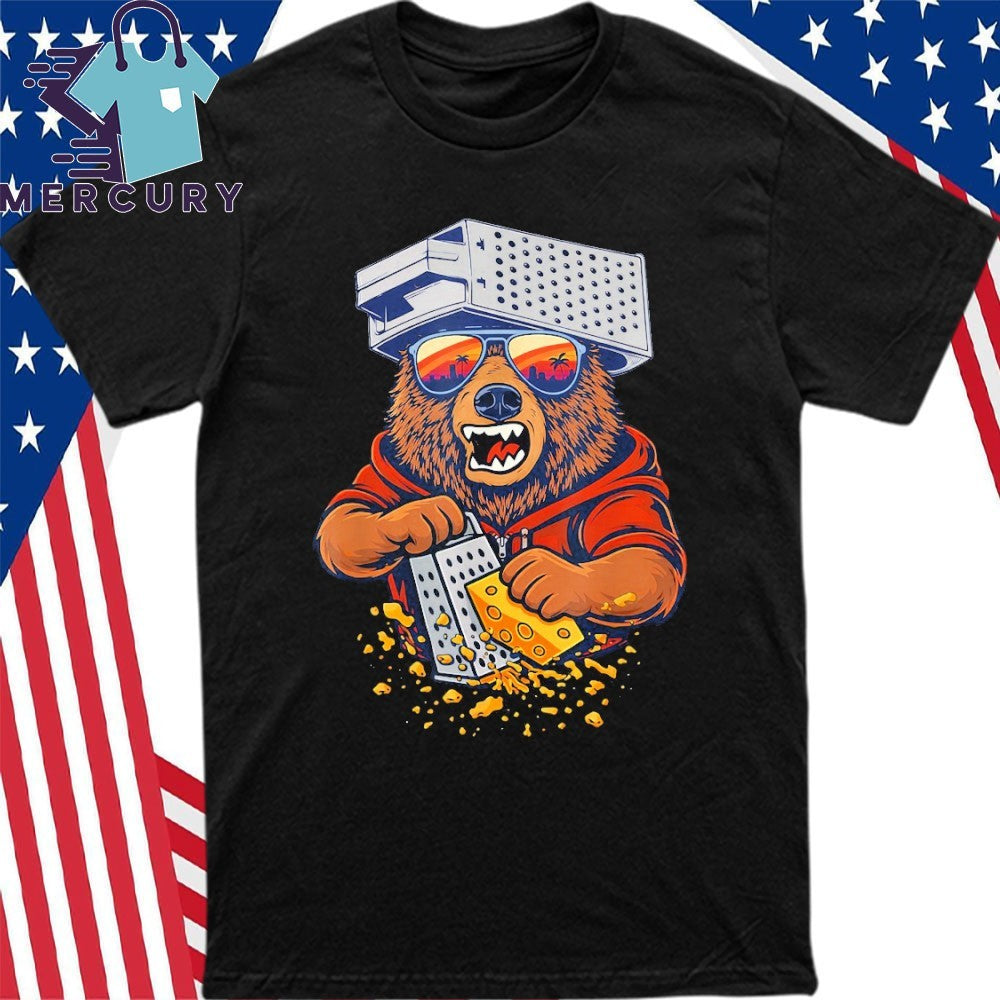 Bear Grating Cheese with Cool Sunglasses Sunset Shirt
