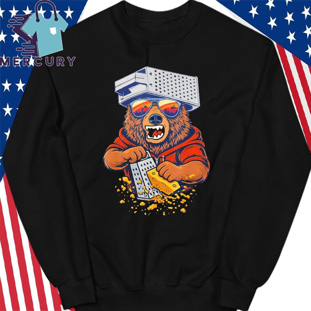 Bear Grating Cheese with Cool Sunglasses Sunset Shirt
