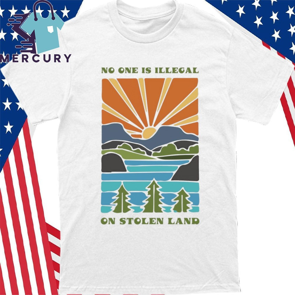 Billie Eilish No One Is Illegal On Stolen Land Sunset Shirt