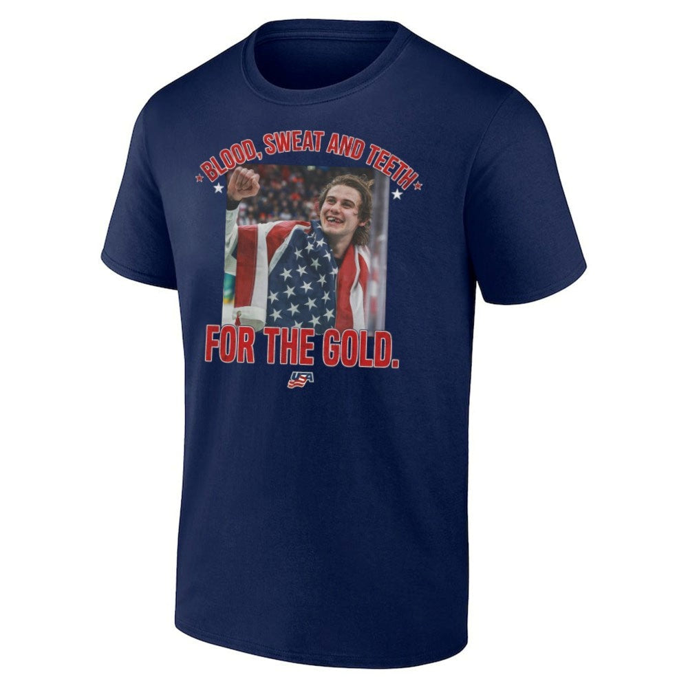 Blood, Sweat And Teeth For The Gold Jack Hughes Olympic Golden Goal Shirt