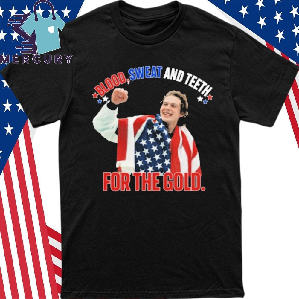 Blood, Sweat and Teeth for the Gold Jack Hughes Usa Hockey Champions 2026 Shirt