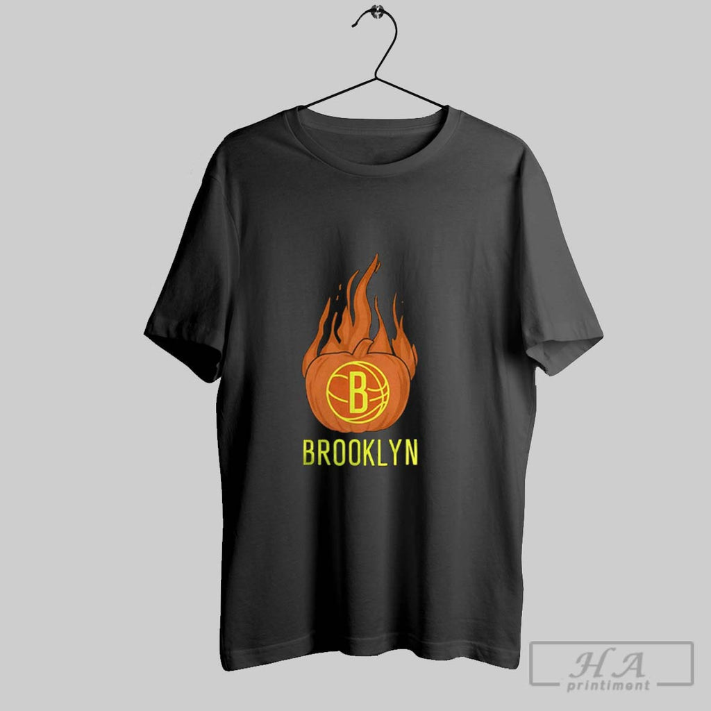 Official Brooklyn Nets Flaming Pumpkin Halloween 2025