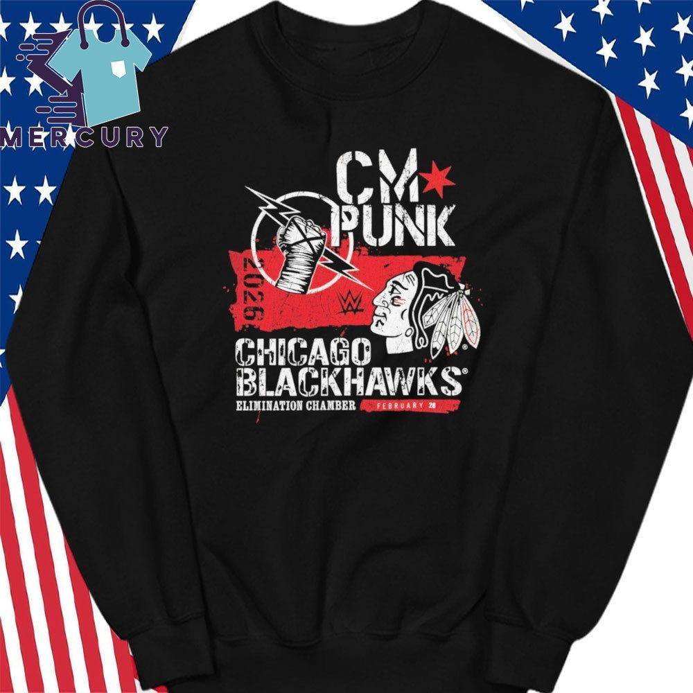 CM Punk Chicago Blackhawks Elimination Chamber 2026 Shirt